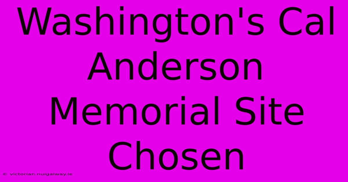 Washington's Cal Anderson Memorial Site Chosen