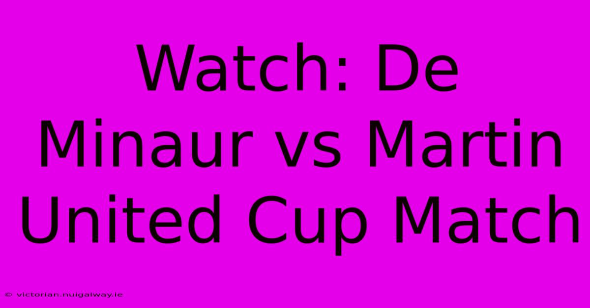 Watch: De Minaur Vs Martin United Cup Match