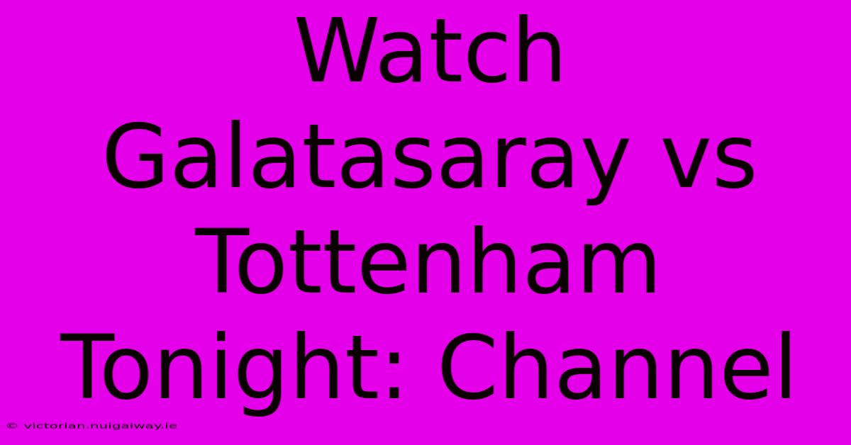 Watch Galatasaray Vs Tottenham Tonight: Channel