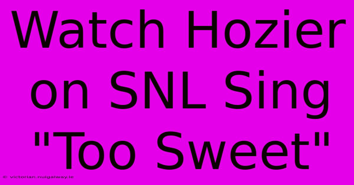 Watch Hozier On SNL Sing 