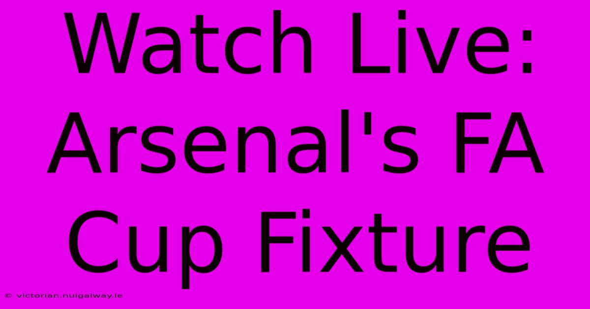 Watch Live: Arsenal's FA Cup Fixture