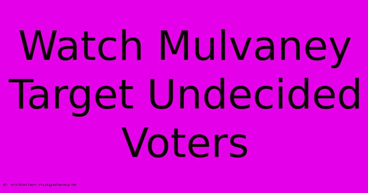 Watch Mulvaney Target Undecided Voters