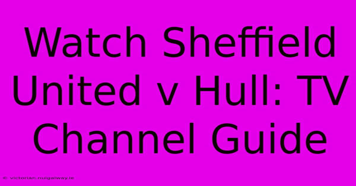 Watch Sheffield United V Hull: TV Channel Guide