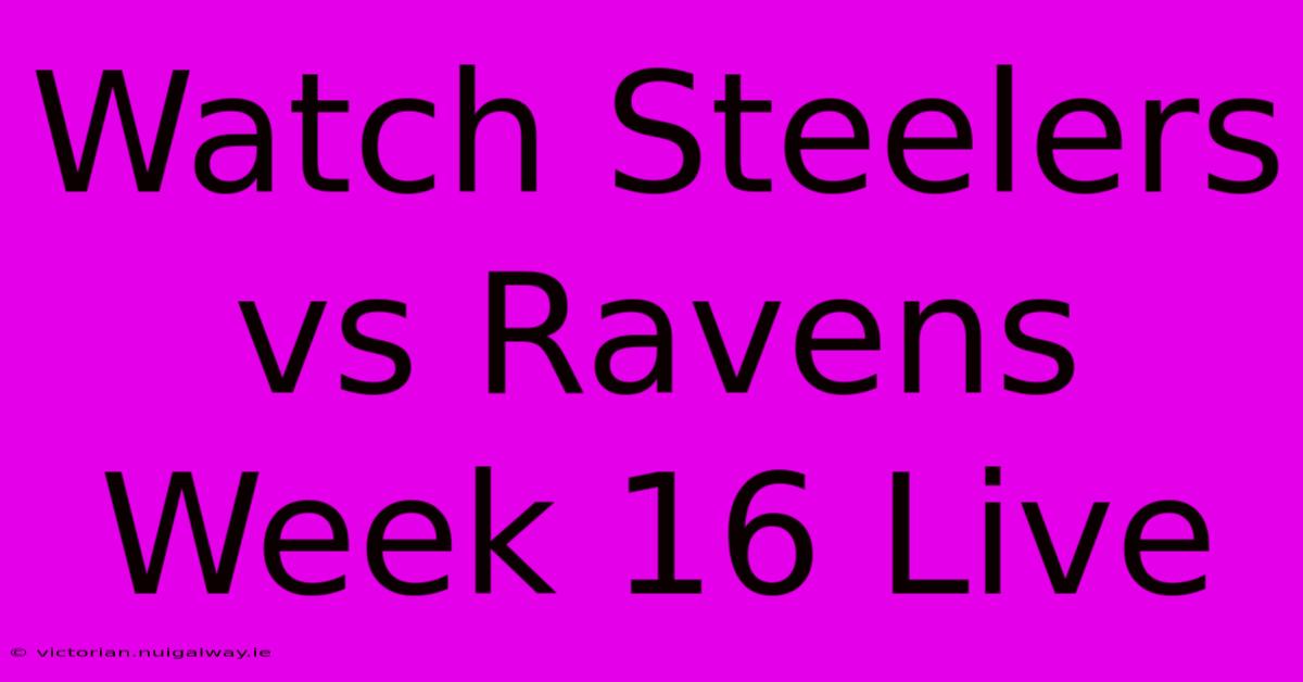 Watch Steelers Vs Ravens Week 16 Live