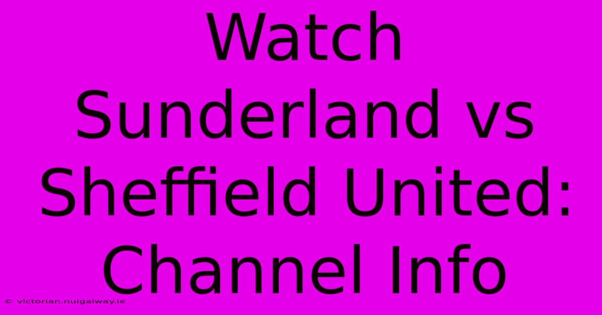 Watch Sunderland Vs Sheffield United: Channel Info