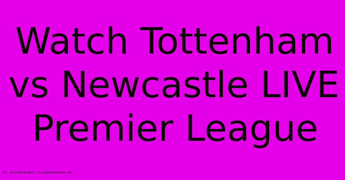 Watch Tottenham Vs Newcastle LIVE Premier League