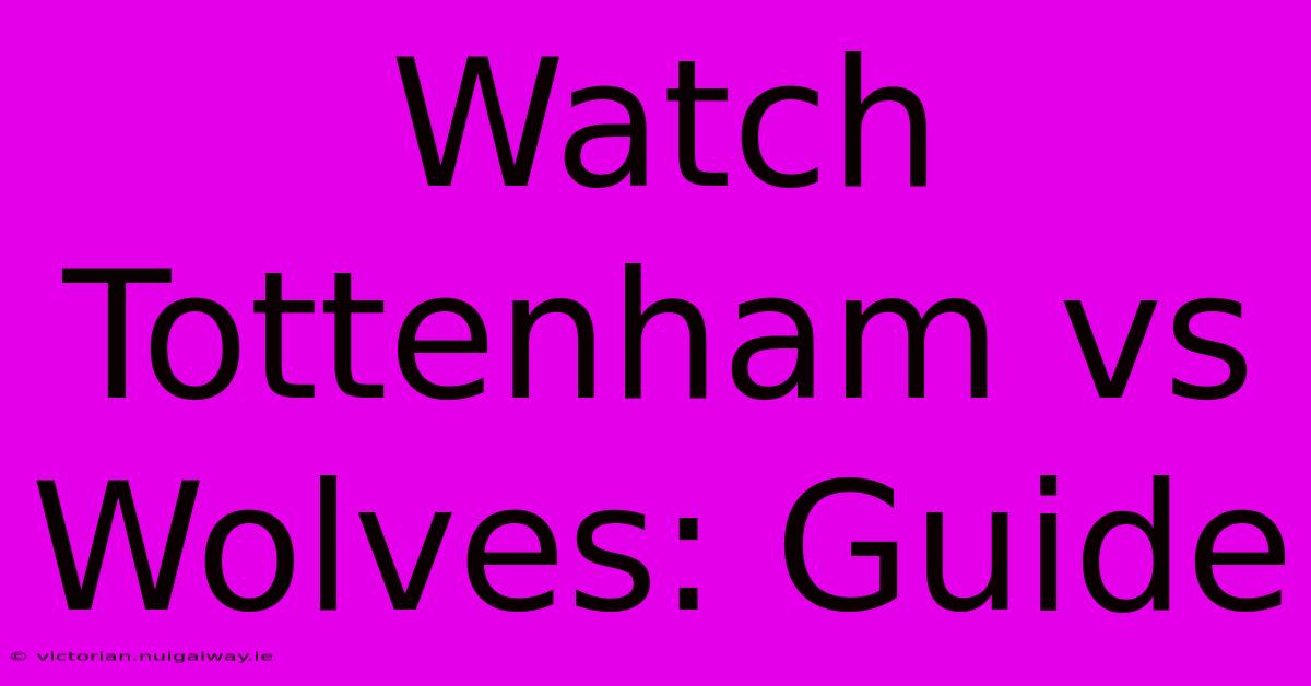 Watch Tottenham Vs Wolves: Guide