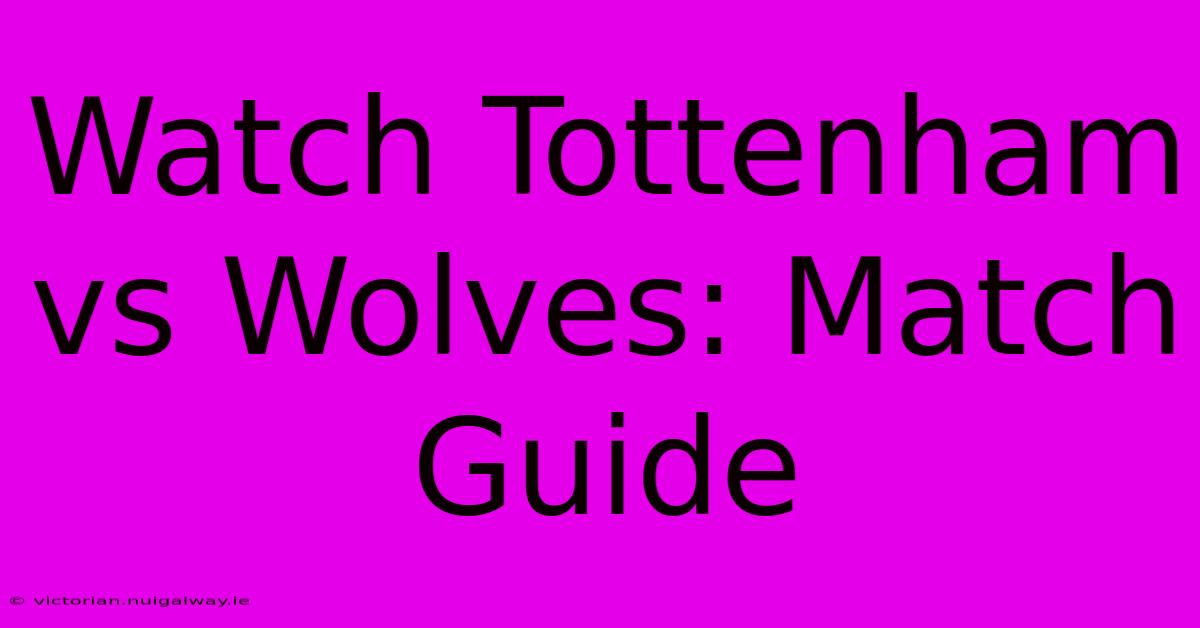 Watch Tottenham Vs Wolves: Match Guide