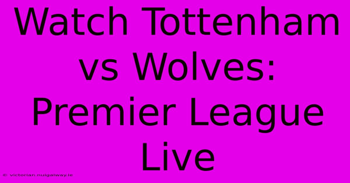 Watch Tottenham Vs Wolves: Premier League Live