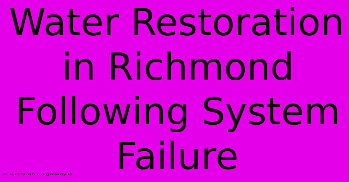 Water Restoration In Richmond Following System Failure