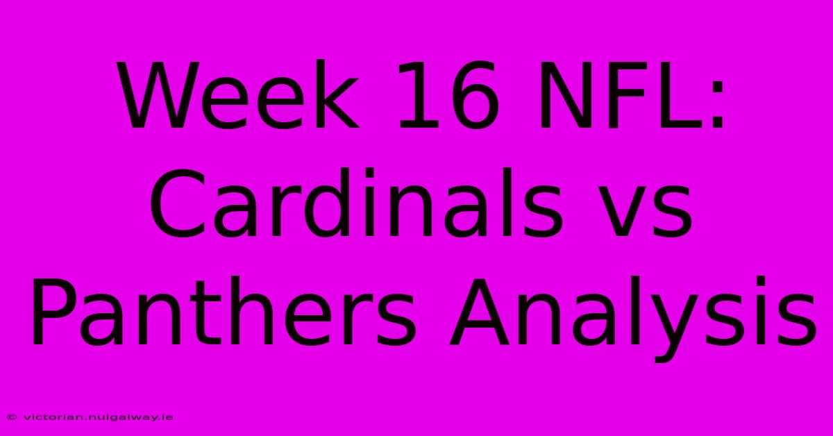 Week 16 NFL: Cardinals Vs Panthers Analysis