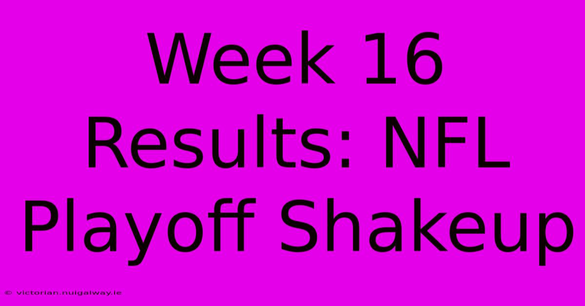 Week 16 Results: NFL Playoff Shakeup