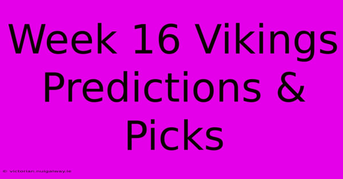 Week 16 Vikings Predictions & Picks