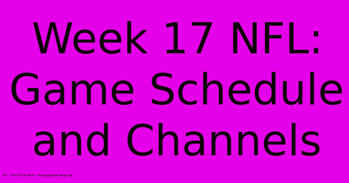 Week 17 NFL: Game Schedule And Channels