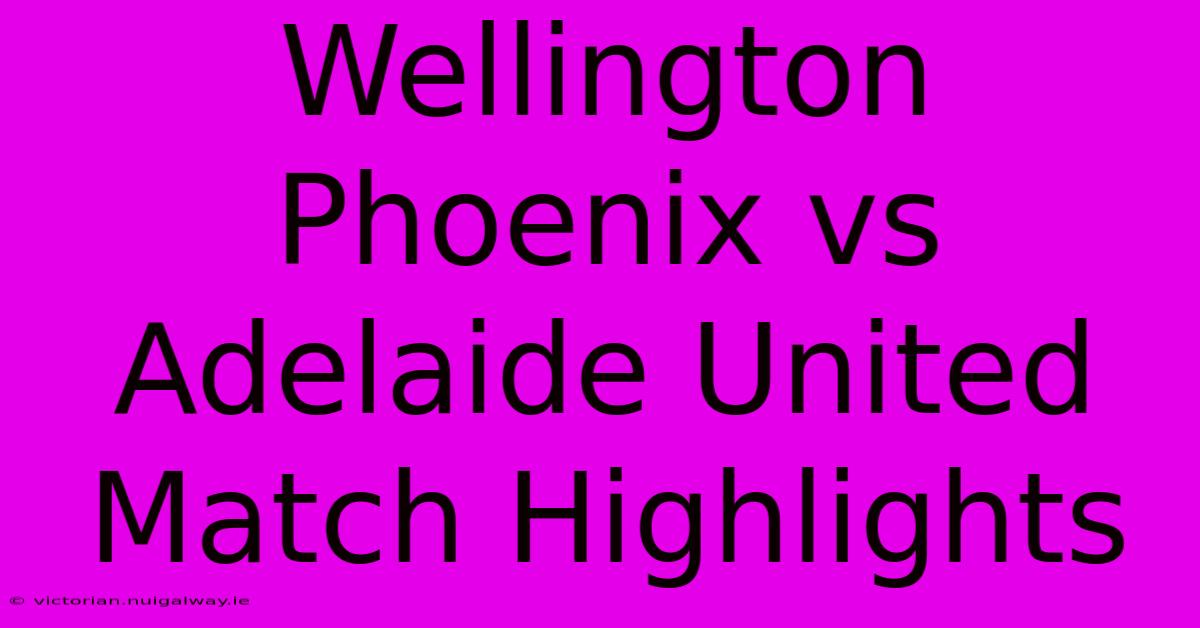 Wellington Phoenix Vs Adelaide United Match Highlights