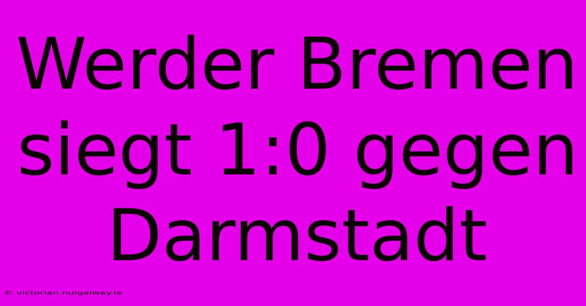 Werder Bremen Siegt 1:0 Gegen Darmstadt