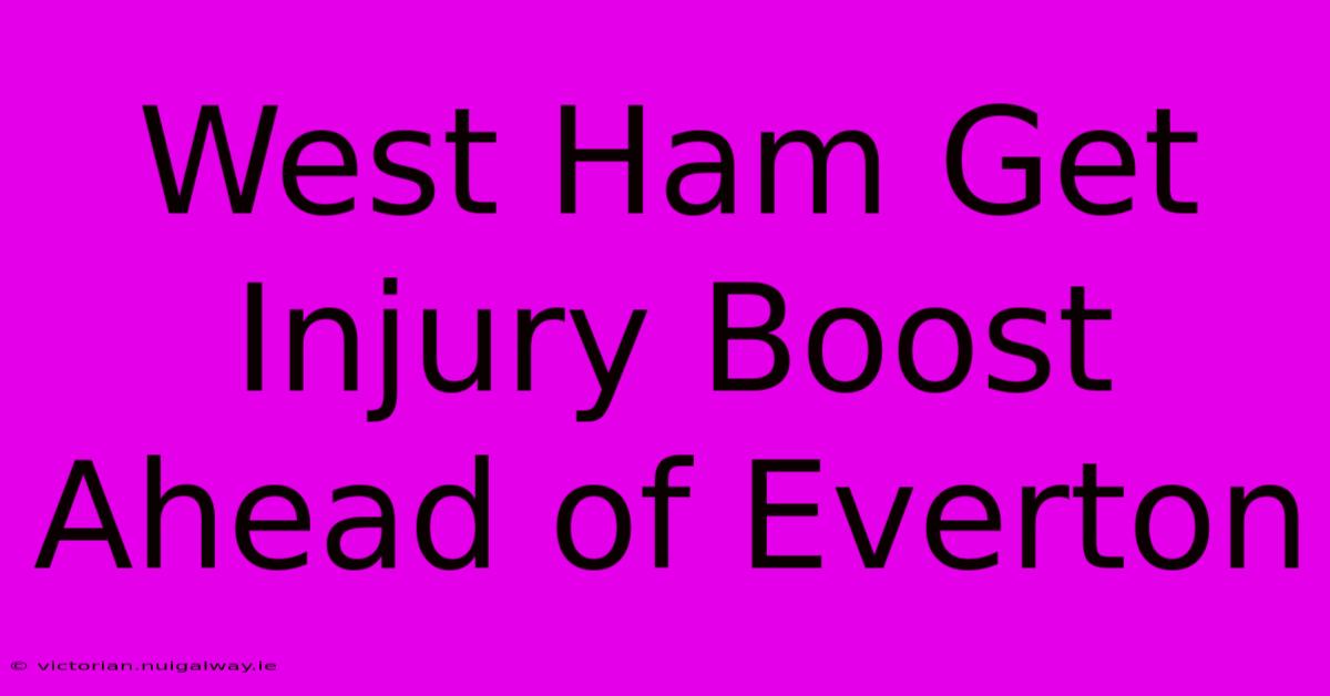 West Ham Get Injury Boost Ahead Of Everton