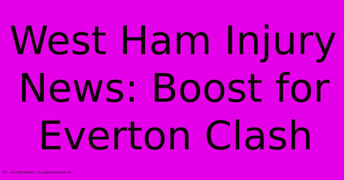 West Ham Injury News: Boost For Everton Clash 