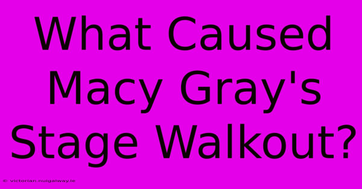 What Caused Macy Gray's Stage Walkout?