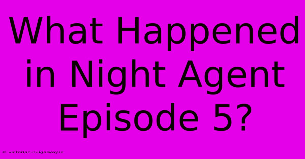 What Happened In Night Agent Episode 5?