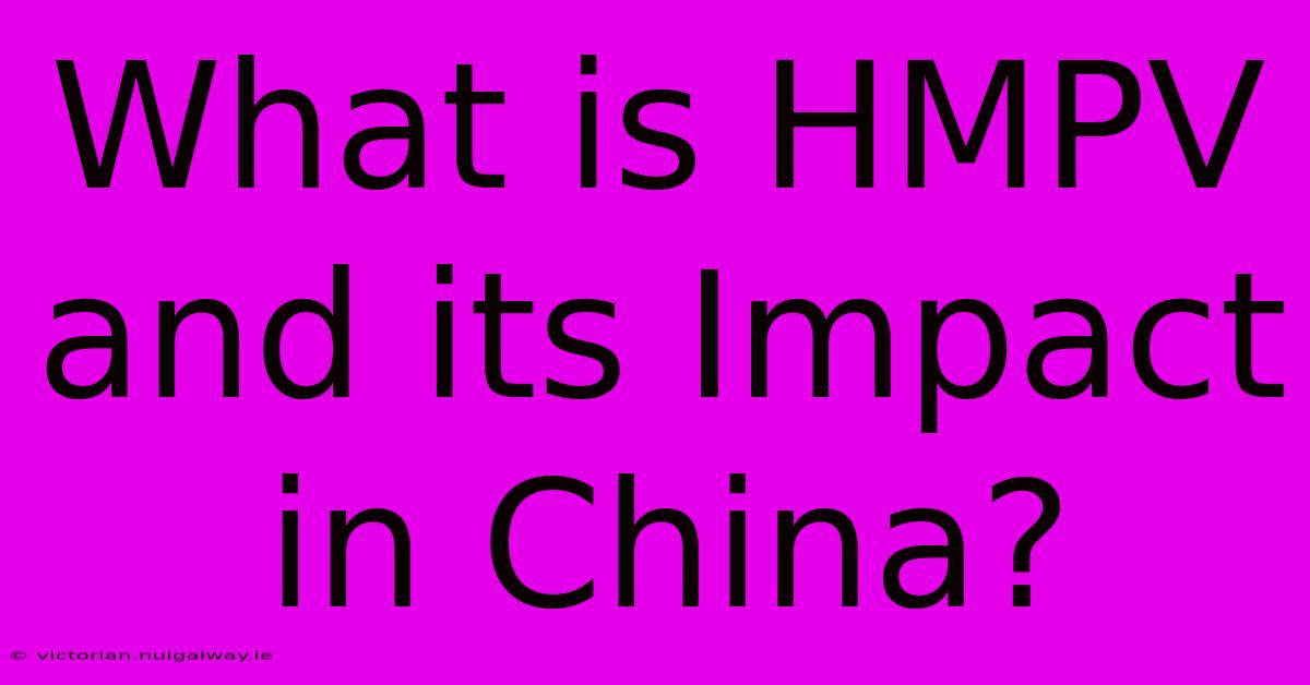 What Is HMPV And Its Impact In China?