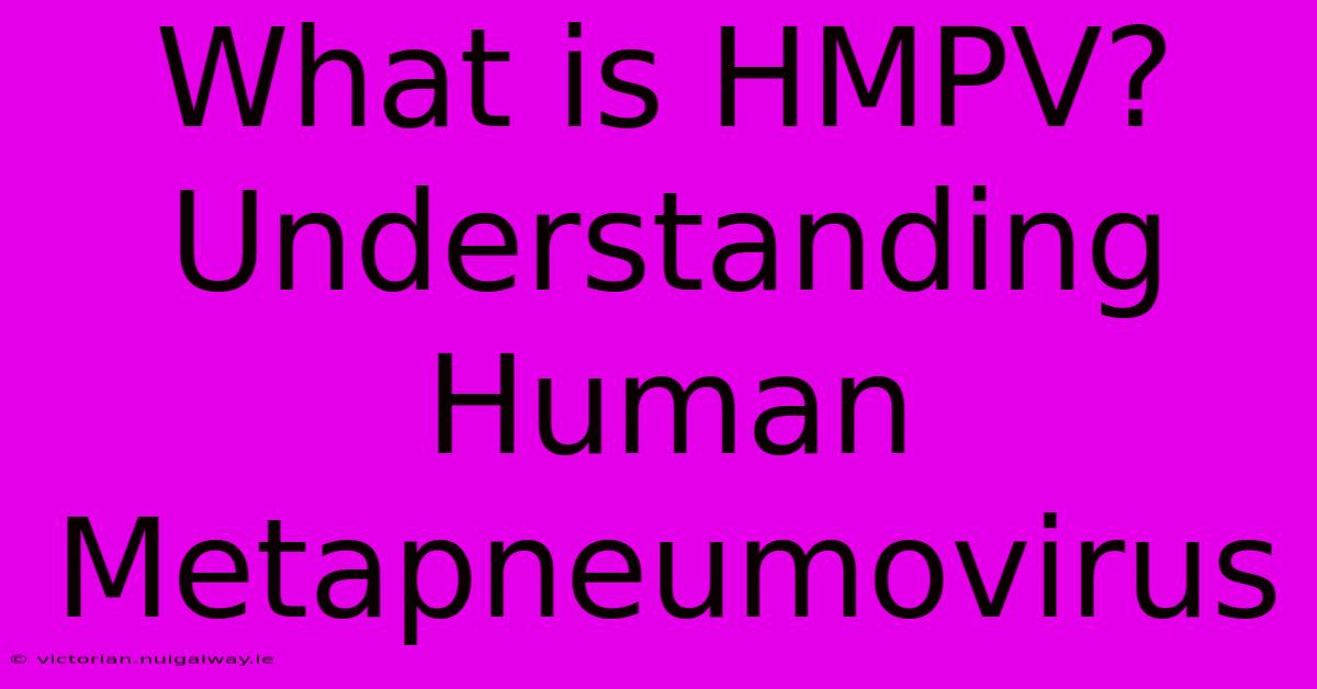 What Is HMPV? Understanding Human Metapneumovirus