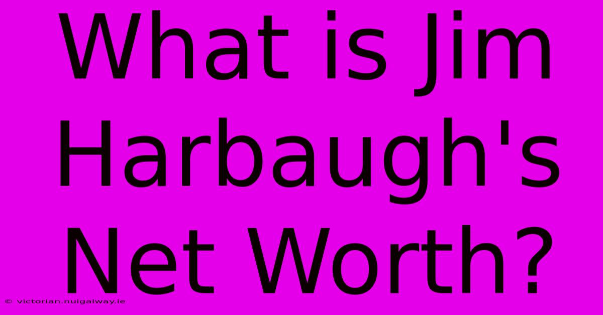 What Is Jim Harbaugh's Net Worth?