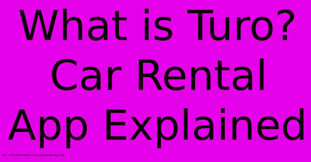 What Is Turo? Car Rental App Explained