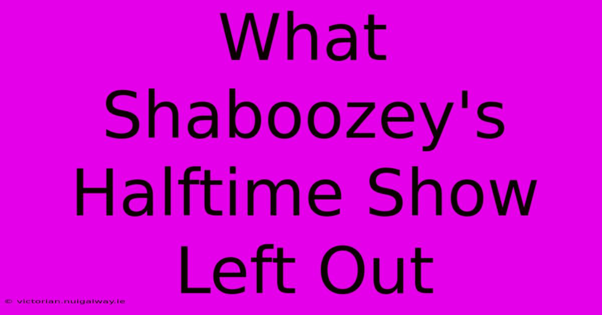 What Shaboozey's Halftime Show Left Out