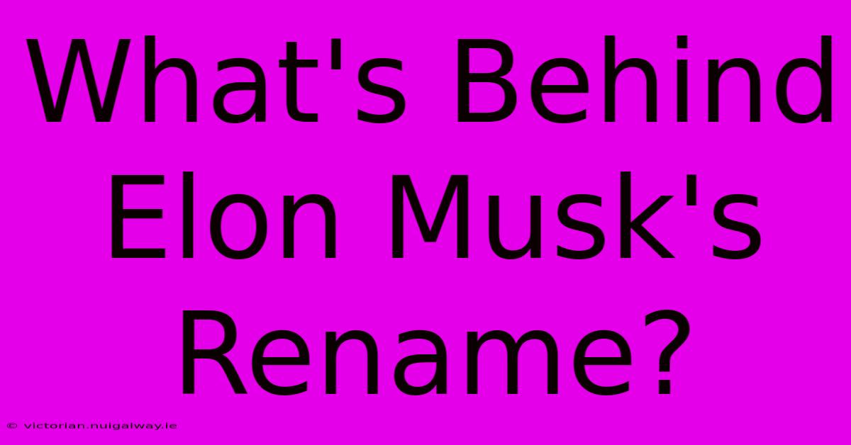 What's Behind Elon Musk's Rename?