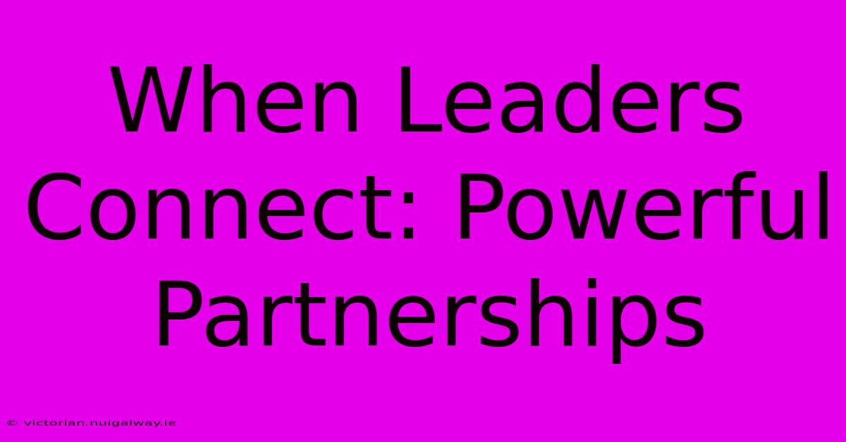 When Leaders Connect: Powerful Partnerships