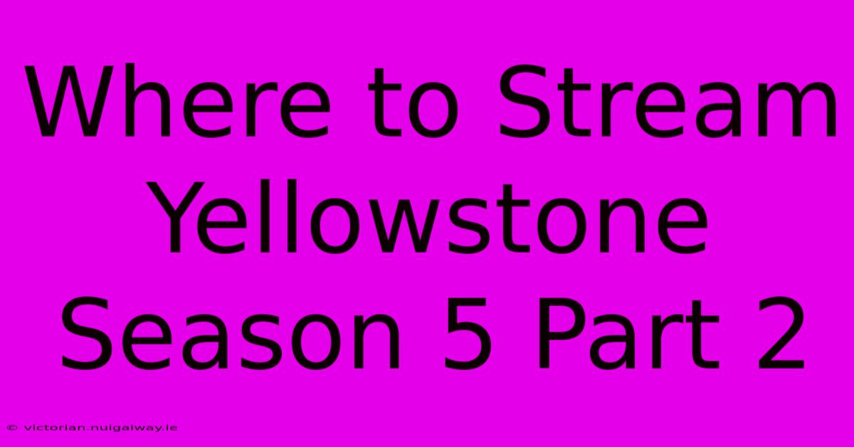 Where To Stream Yellowstone Season 5 Part 2