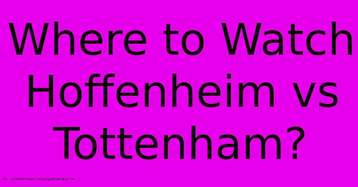 Where To Watch Hoffenheim Vs Tottenham?