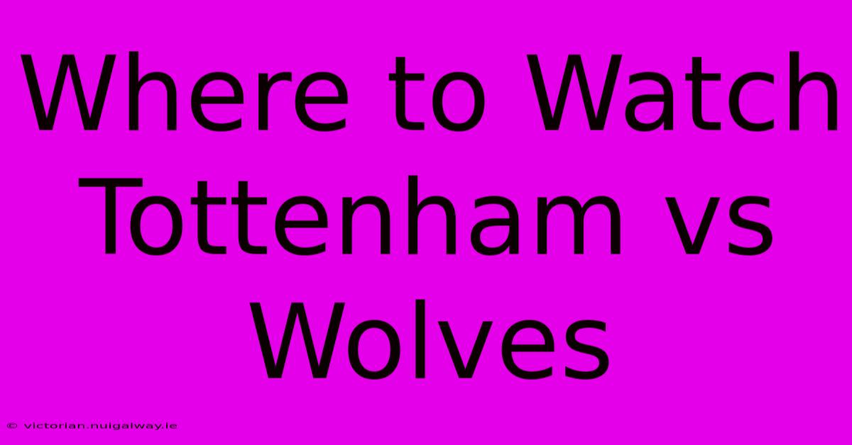 Where To Watch Tottenham Vs Wolves