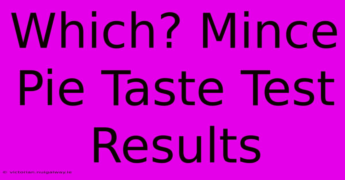 Which? Mince Pie Taste Test Results