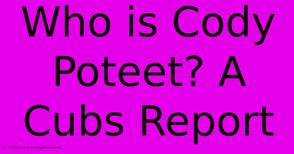 Who Is Cody Poteet? A Cubs Report