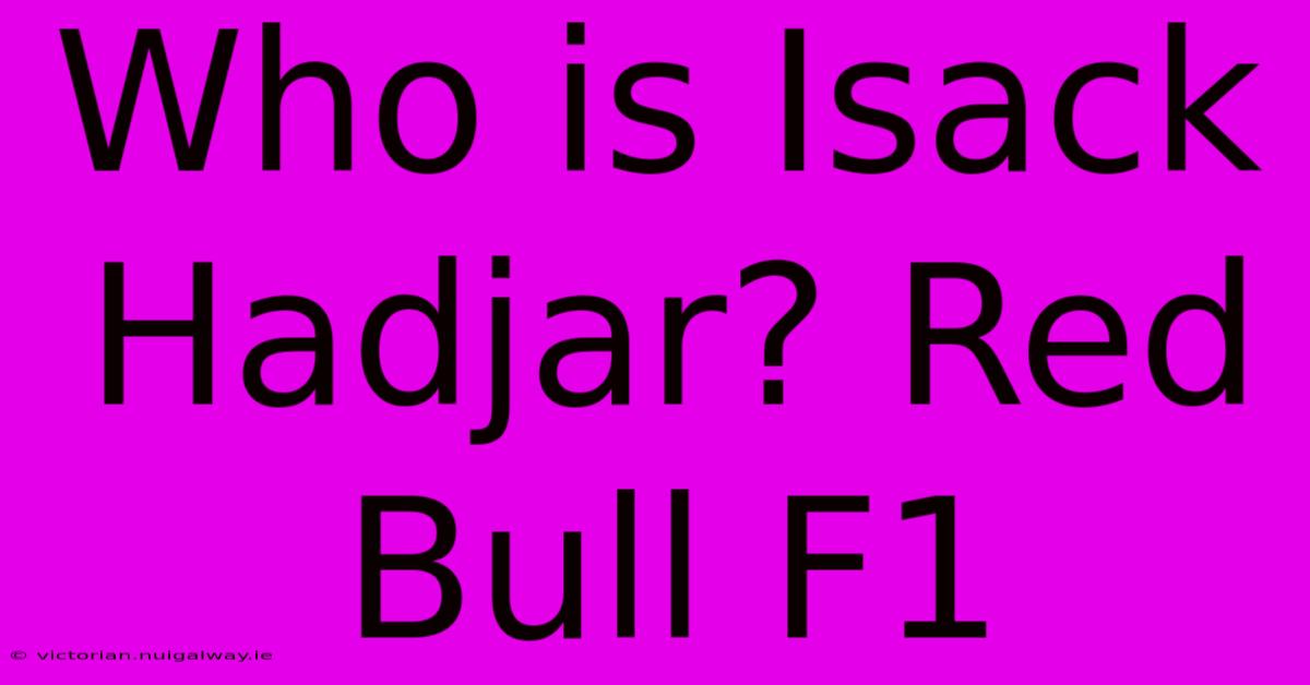 Who Is Isack Hadjar? Red Bull F1