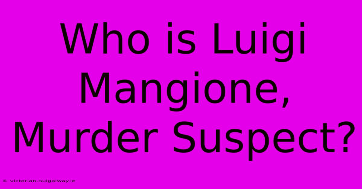 Who Is Luigi Mangione, Murder Suspect?