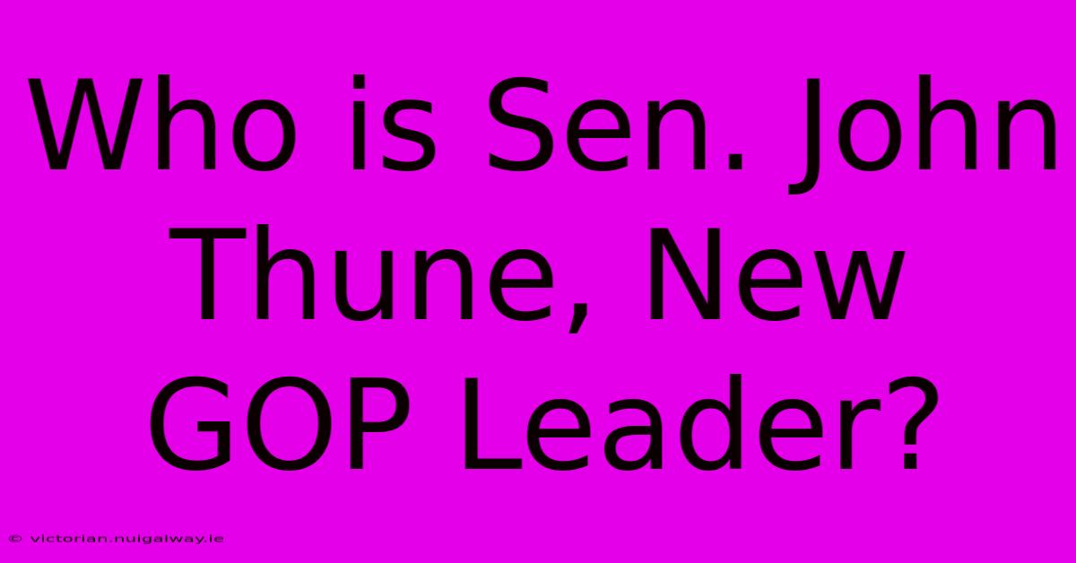 Who Is Sen. John Thune, New GOP Leader?