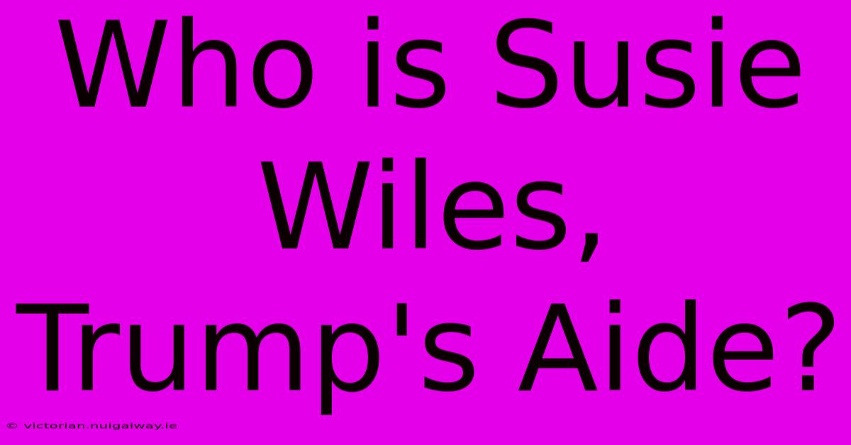 Who Is Susie Wiles, Trump's Aide?