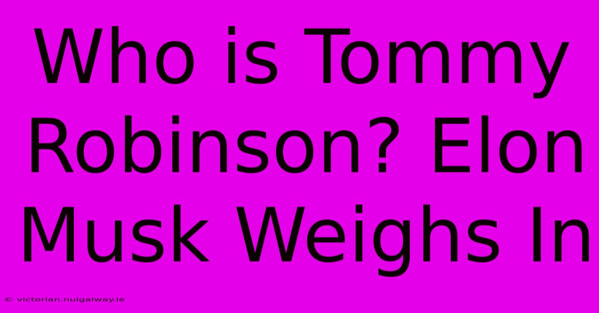 Who Is Tommy Robinson? Elon Musk Weighs In