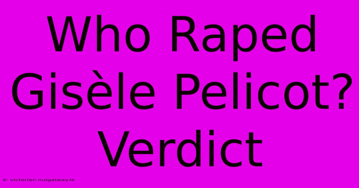 Who Raped Gisèle Pelicot? Verdict