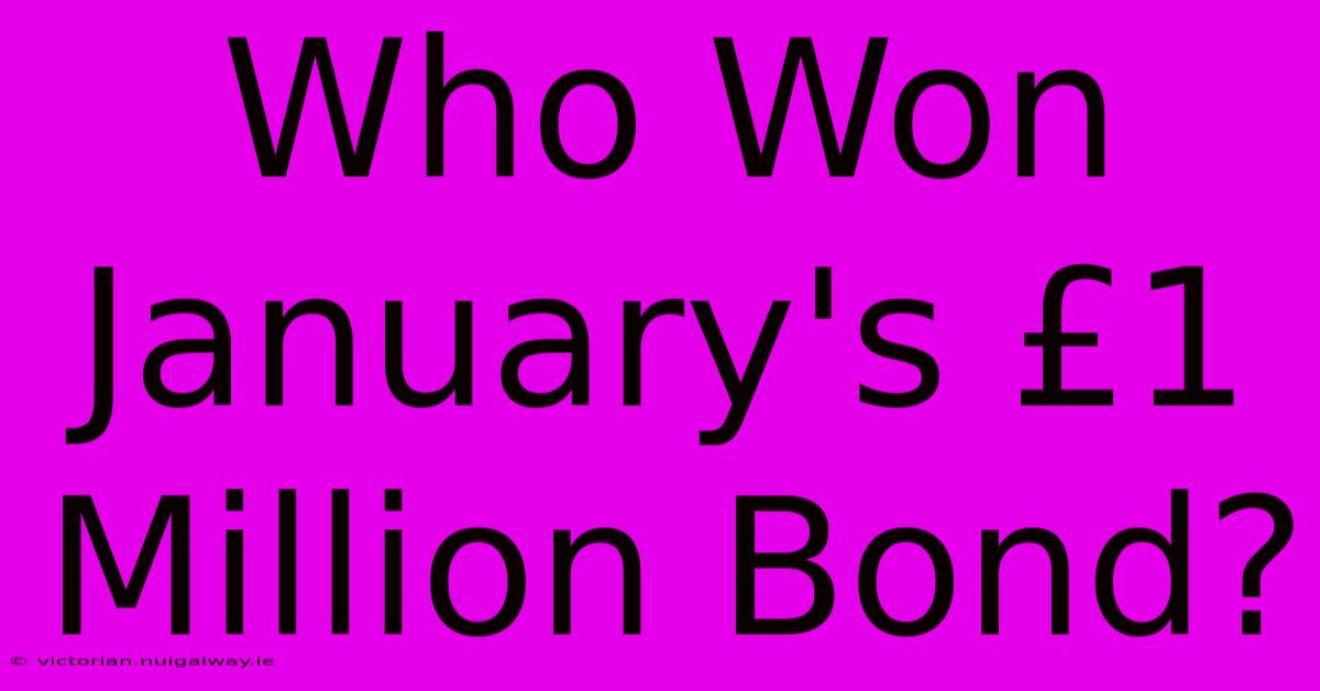 Who Won January's £1 Million Bond?