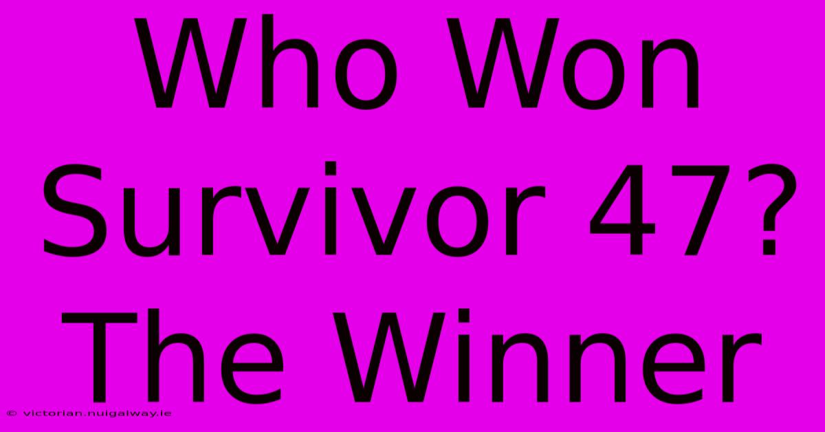 Who Won Survivor 47? The Winner