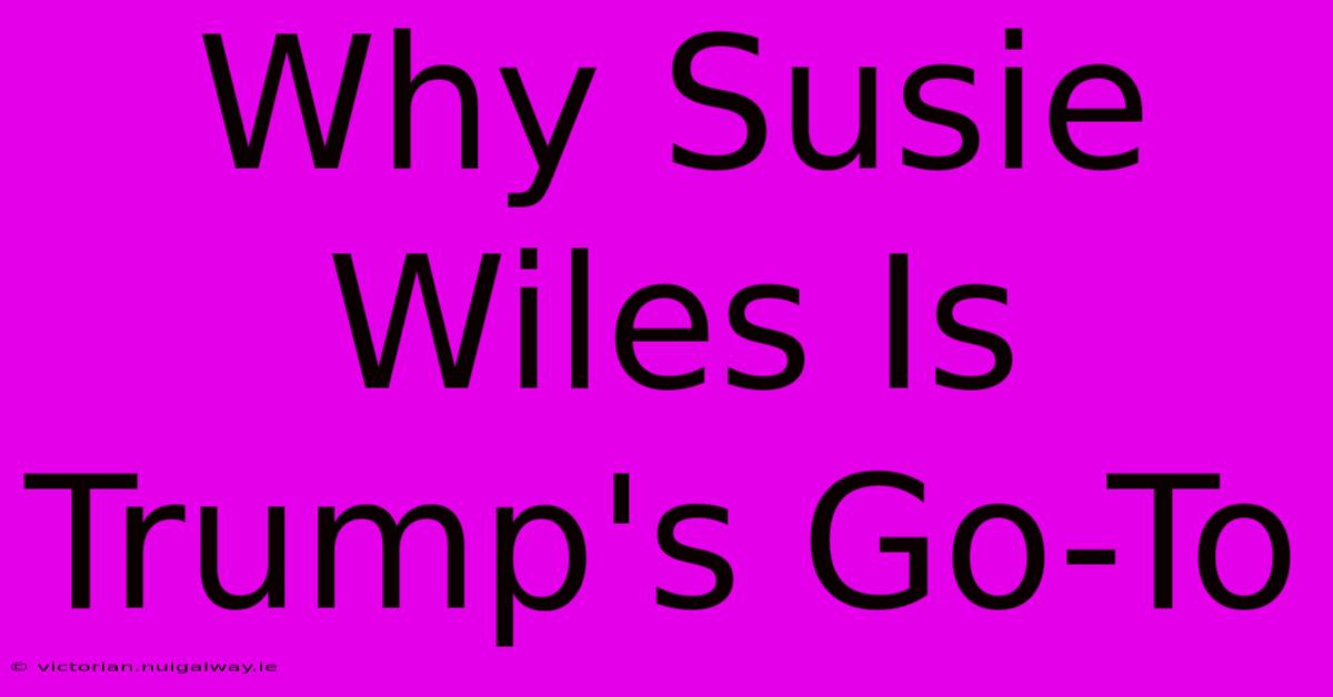 Why Susie Wiles Is Trump's Go-To