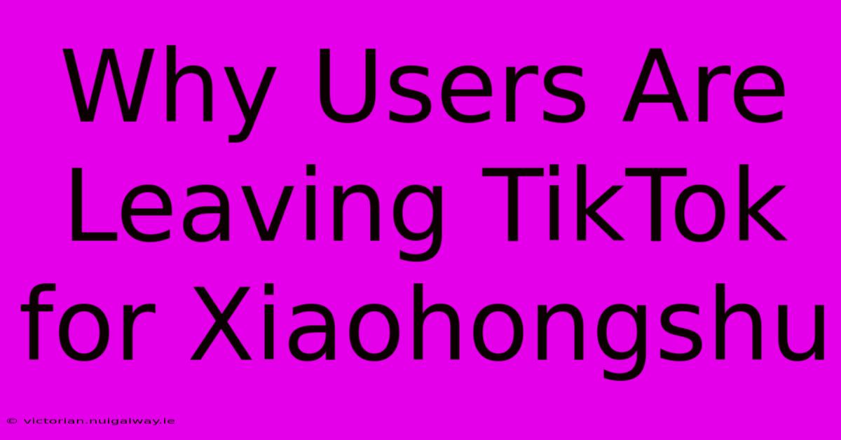 Why Users Are Leaving TikTok For Xiaohongshu