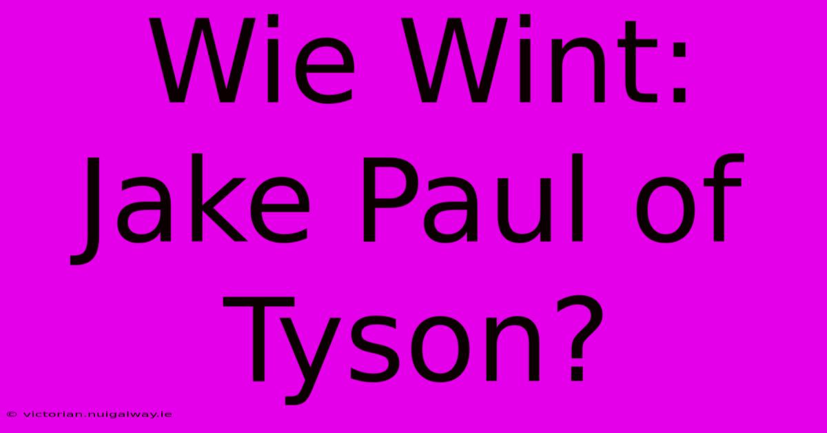 Wie Wint: Jake Paul Of Tyson?