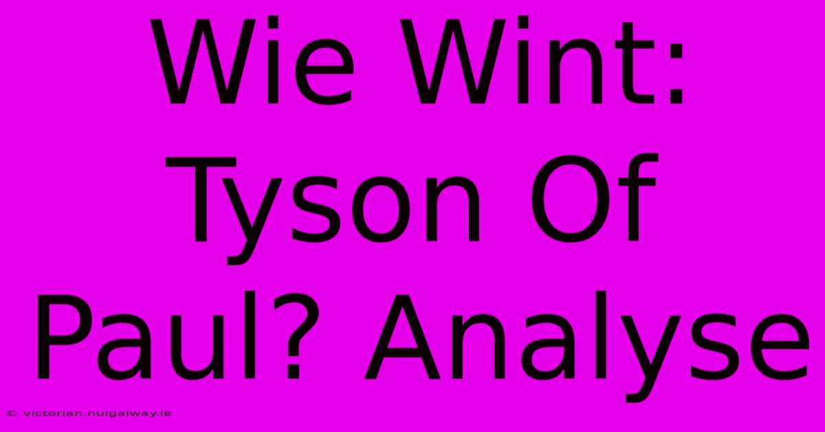 Wie Wint: Tyson Of Paul? Analyse