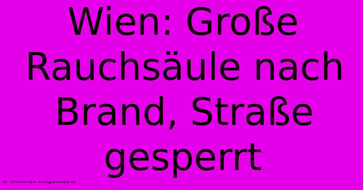 Wien: Große Rauchsäule Nach Brand, Straße Gesperrt