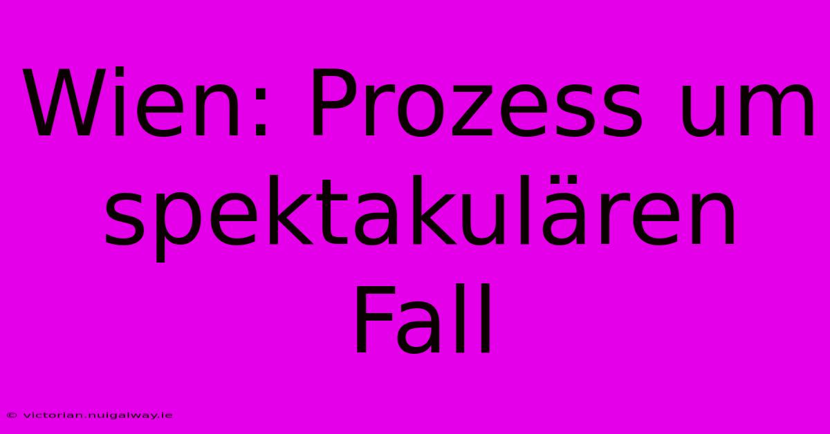 Wien: Prozess Um Spektakulären Fall